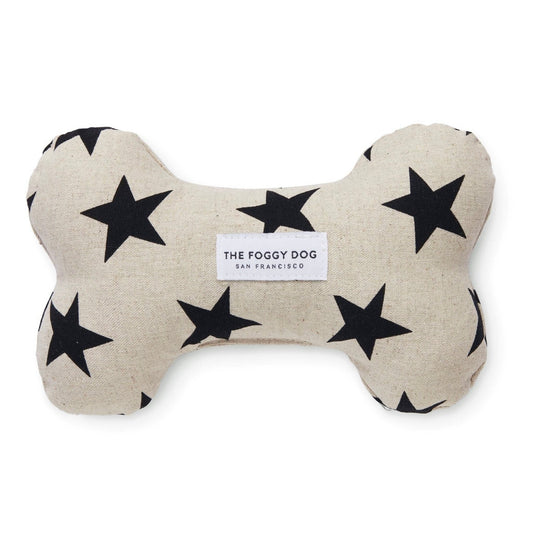 The Foggy Dog Black Stars Dog Bone Squeaky Toy