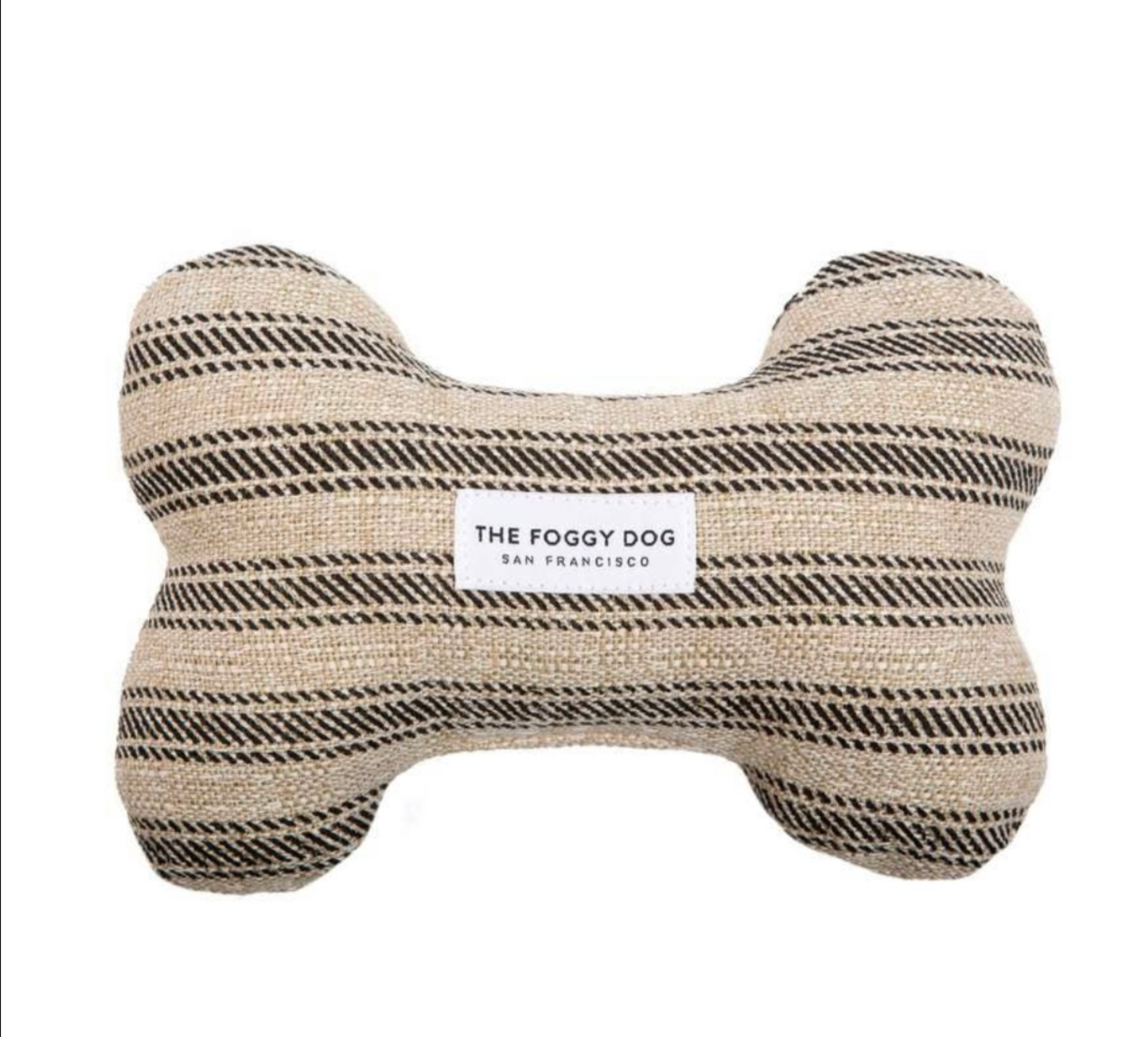 The Foggy Dog Ticking Stripe Black Dog Bone Squeaky Toy