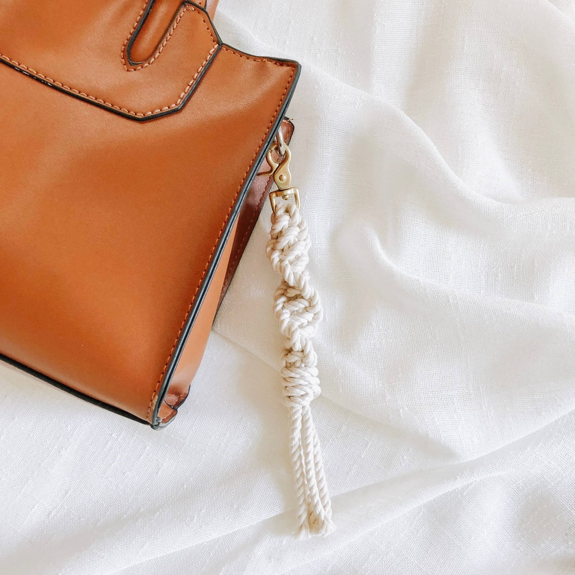 Macrame Natural Keychain