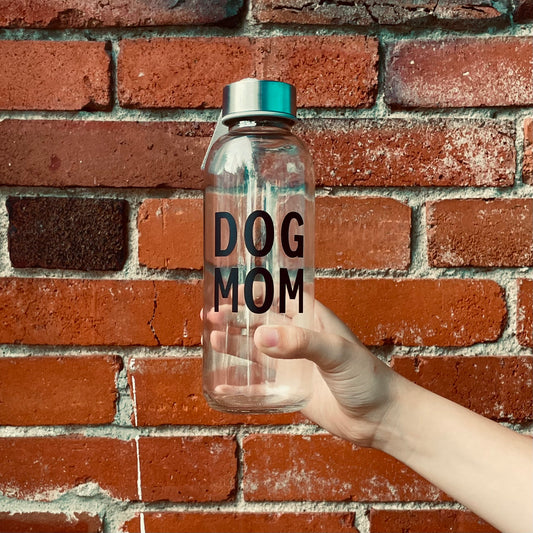 Dog Mom Glass Water Bottle