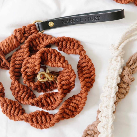 Macrame Rust Dog Leash